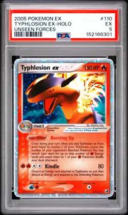 2005 POKEMON EX UNSEEN FORCES #110 TYPHLOSION EX-HOLO PSA 5 - Image 1