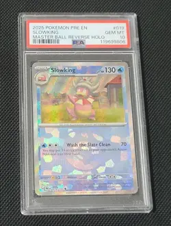 2024 Pokemon Prismatic Evolutions SLOWKING MASTER BALL REVERSE HOLO 019 - PSA 10 - Image 1