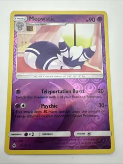 Pokemon Card Meowstic 45/131 Forbidden Light Reverse Holo Rare Near Mint - Image 1