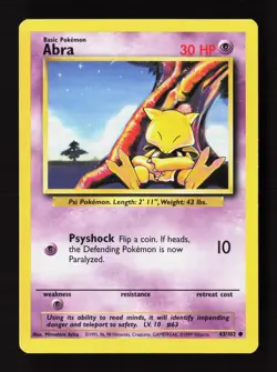 Abra 43/102 Common Base Set Unlimited Pokemon Moderately Played - Image 1