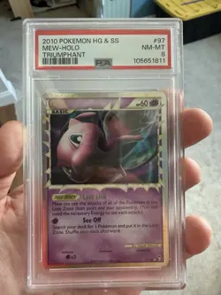 Pokemon TCG Mew Prime Holo 97/102 Triumphant Ultra Rare PSA 8 - Image 1