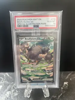 2025 POKEMON WHT EN-WHITE FLARE SPECIAL ILLUSTRATION RARE BOUFFALANT EX PSA 10 - Image 1