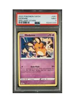 PSA 9 Mint 2022 POKEMON SWORD & SHIELD BRILLIANT STARS #067 DEDENNE - Image 1
