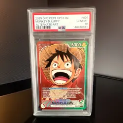Bandai 2025 One Piece CCG Monkey D. Luffy OP13-001 Alt Art Foil PSA 10 - Image 1