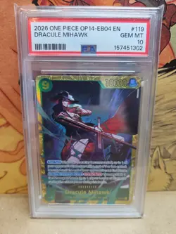 2026 ONE PIECE OP14-EB04-THE AZURE SEA'S SEVEN #119 DRACULE MIHAWK PSA 10 - Image 1