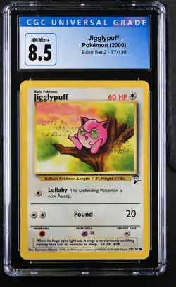 CGC 8.5 Jigglypuff 77/130 Common Pokemon 2000 Base Set 2 - Image 1