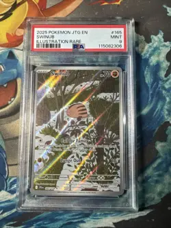 2025 POKEMON JTG EN-JOURNEY TOGETHER ILLUSTRATION RARE #165 SWINUB PSA 9 - Image 1
