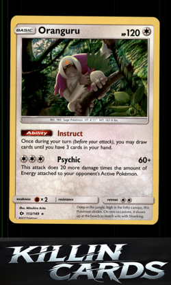Oranguru 113/149 Pokemon Holo Rare SM Base Set Card NM - Image 1