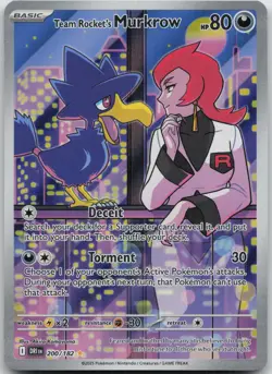 Team Rocket's Murkrow 200/182 Illustration Rare Destined Rivals Pokemon NM - Image 1