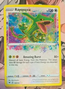 2020 Pokemon Vivid Voltage Rayquaza Amazing Rare 138/185 SWSH04- NM - Image 1