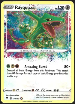 Rayquaza 138/185 Amazing Rare Vivid Voltage Pokemon Holo Near Mint - Image 1