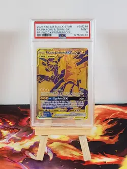 Pokemon PSA 9 MINT Pikachu & Zekrom GX Full Art Gold Promo SM248 - Image 1