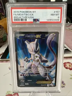 💎POKEMON XY BREAKTHROUGH #157 FULL ART/MEWTWO EX PSA 8 2016 - Image 1