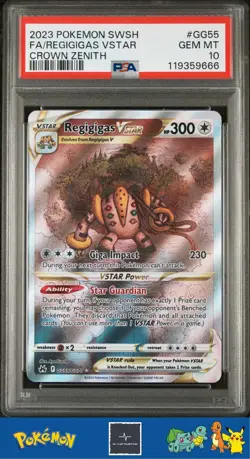 2023 Pokemon SWSH Crown Zenith GG55/GG70 Regigigas Vstar PSA 10 - Image 1
