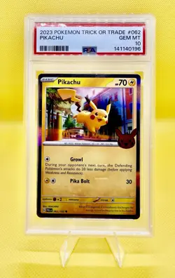 PSA 10 Gem Mint Pikachu 062/193 Holo 2023 Pokemon Trick or Trade - Image 1