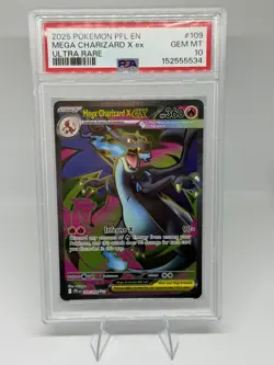 2025 POKEMON PFL EN-PHANTASMAL FLAMES ULTRA RARE #109 MEGA CHARIZARD X EX PSA 10 - Image 1
