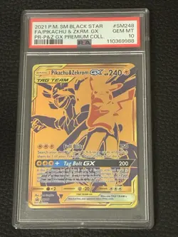 PSA 10 GEM MINT PIKACHU & ZEKROM GX SM248 POKEMON SUN & MOON BLACK STAR PROMO - Image 1