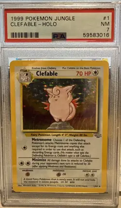 Pokemon TCG Clefable Jungle 1/64 Holo Unlimited Holo Rare PSA 7 - Image 1