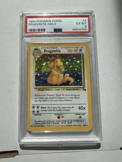 1999 Pokemon Fossil Dragonite Holo 1st Edition #4 PSA 6 EX-MT - Image 1
