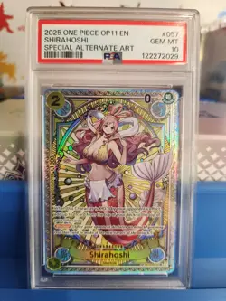 2025 ONE PIECE OP11-A FIST OF DIVINE SPEED #057 SHIRAHOSHI PSA 10 - Image 1