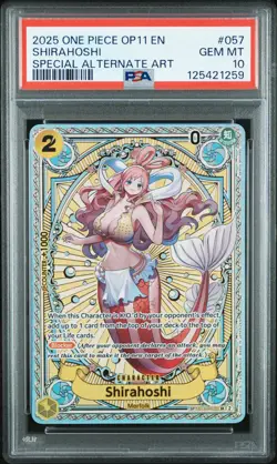 2025 ONE PIECE OP11-A FIST OF DIVINE SPEED #057 SHIRAHOSHI PSA 10 - Image 1