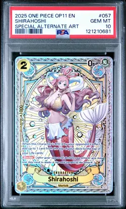 2025 ONE PIECE OP11-A FIST OF DIVINE SPEED #057 SHIRAHOSHI PSA 10 - Image 1