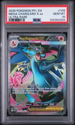 2025 POKEMON PFL EN-PHANTASMAL FLAMES ULTRA RARE #109 MEGA CHARIZARD X EX PSA 10 - Image 1
