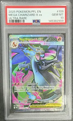 2025 POKEMON PFL EN-PHANTASMAL FLAMES ULTRA RARE #109 MEGA CHARIZARD X EX PSA 10 - Image 3