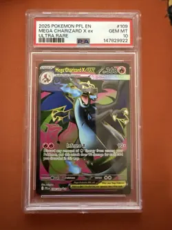 2025 POKEMON PFL EN-PHANTASMAL FLAMES ULTRA RARE #109 MEGA CHARIZARD X EX PSA 10 - Image 1