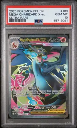 2025 POKEMON PFL EN PHANTASMAL FLAMES ULTRA RARE #109 MEGA CHARIZARD X EX PSA 10 - Image 2
