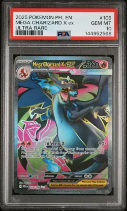 2025 POKEMON PFL EN-PHANTASMAL FLAMES ULTRA RARE #109 MEGA CHARIZARD X EX PSA 10 - Image 1