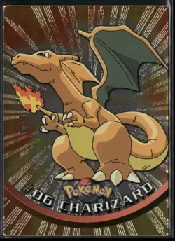 Pokemon Topps Charizard #06 TV Animation Series 1 Silver Foil Black Logo Sunray - Image 1