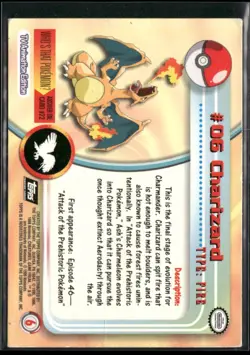 Pokemon Topps Charizard #06 TV Animation Series 1 Silver Foil Black Logo Sunray - Image 2