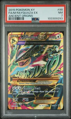 2015 POKEMON XY ANCIENT ORIGINS #98 FULL ART/M RAYQUAZA EX PSA 7 - Image 1
