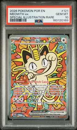 2026 POKEMON POR EN-PERFECT ORDER SPECIAL ILLUSTRATION RARE MEOWTH EX PSA 10 - Image 1