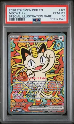 2026 POKEMON POR EN-PERFECT ORDER SPECIAL ILLUSTRATION RARE MEOWTH EX PSA 10 - Image 1