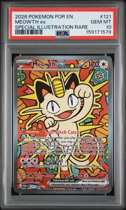 2026 POKEMON POR EN-PERFECT ORDER SPECIAL ILLUSTRATION RARE MEOWTH EX PSA 10 - Image 1