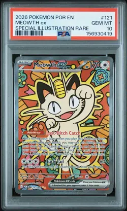 2026 POKEMON POR EN-PERFECT ORDER SPECIAL ILLUSTRATION RARE MEOWTH EX PSA 10 - Image 1
