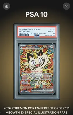 2026 POKEMON POR EN-PERFECT ORDER SPECIAL ILLUSTRATION RARE MEOWTH EX PSA 10 - Image 4