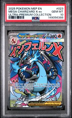 2025 POKEMON MEP EN-ME BLACK STAR PROMO #023 MEGA CHARIZARD X ex UPC PSA 10 - Image 1