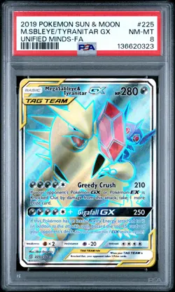 2019 POKEMON SUN & MOON UNIFIED MINDS FULL ART/MEGA SABLEYE & TYRANITAR GX PSA 8 - Image 1