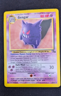 Gengar Fossil non Holo Rare 20/62 80 HP English Stage 2 Unlimited - Image 1