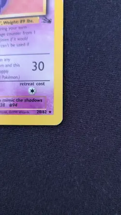 Gengar Fossil non Holo Rare 20/62 80 HP English Stage 2 Unlimited - Image 2