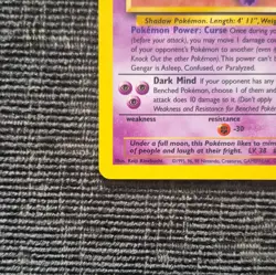Pokemon TCG Fossil Gengar 20/62 Non- Holo Rare 1999 English 80 HP Unlimited - Image 2