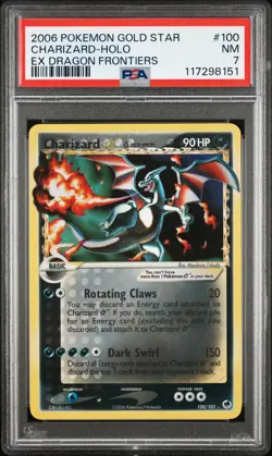 2006 POKEMON EX DRAGON FRONTIERS GOLD STAR #100 CHARIZARD-HOLO PSA 7 - Image 1