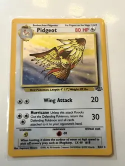 Pidgeot Pokemon TCG Jungle Set Unlimited 8/64 Rare Holo 1999 Vintage LP - Image 1
