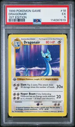 1999 POKEMON BASE SET 1ST EDITION #18 DRAGONAIR PSA 5 - Image 1