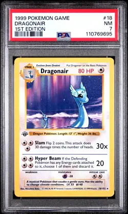 1999 POKEMON BASE SET 1ST EDITION #18 DRAGONAIR PSA 7 - Image 1