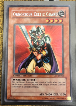 Yugioh Obnoxious Celtic Guard CT1-EN006 Secret Rare - Super MISPRINT NM - Image 1