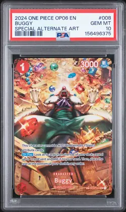 2024 ONE PIECE OP06-WINGS OF THE CAPTAIN SPECIAL ALTERNATE ART #008 BUGGY PSA 10 - Image 1